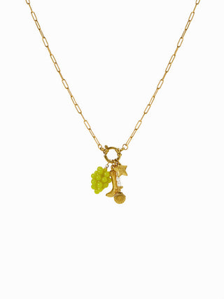 FISH & FAUX PEARL STAINLESS STEEL PENDANT NECKLACE