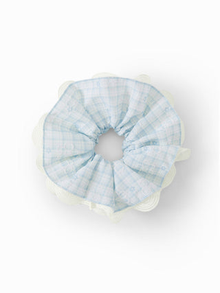 FLOWER & GINGHAM SCRUNCHIE For Daily Casual Party/Clubbing Picnic