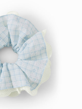 FLOWER & GINGHAM SCRUNCHIE For Daily Casual Party/Clubbing Picnic