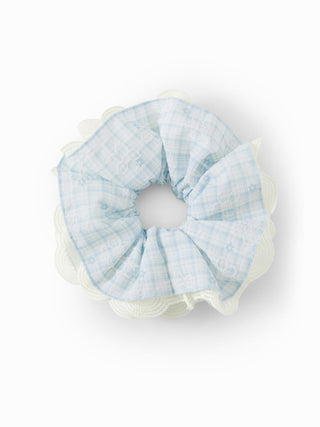 FLOWER & GINGHAM SCRUNCHIE For Daily Casual Party/Clubbing Picnic