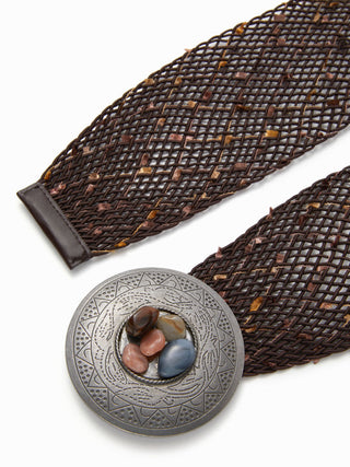 STONE DECOR WOVEN BUCKLE BELT