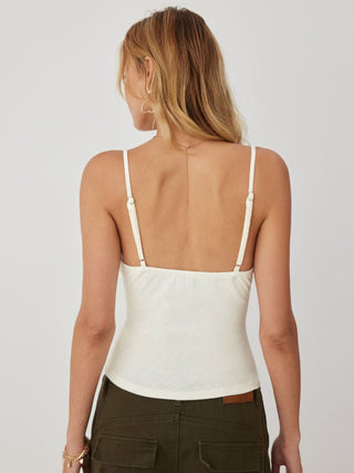 Pointelle Cat Graphic U-neckline Lace Trim Bowknot Cami Top