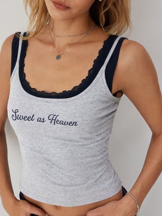 Sweet as Heaven Cotton-blend Scoop Neck Graphic Cami Top