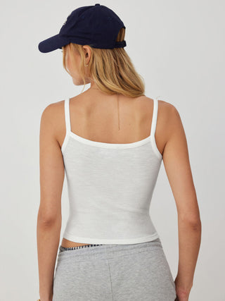 Cotton-blend Textured Scoop Neckline Lace Trim Bowknot Cami Top