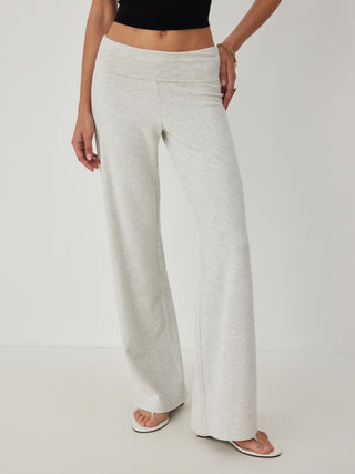 High Stretch Cotton-blend Fold Over Low Rise Straight Leg Trousers