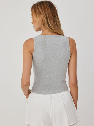 Cotton-blend Scoop Neck Lace Trim Tank Top