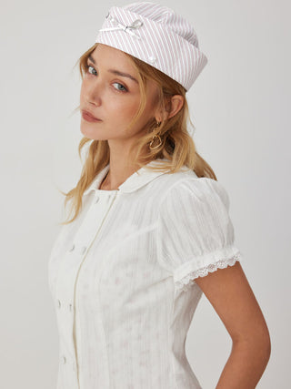 BOWKNOT STRIPED SAILOR HAT