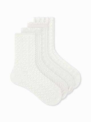 4 PAIRS CRIMPED TRIM CREW SOCKS SET