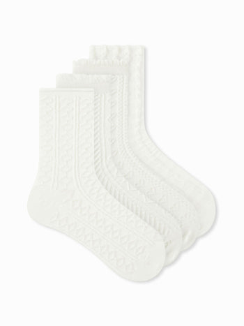 4 PAIRS CRIMPED TRIM CREW SOCKS SET