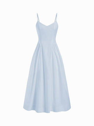 Cotton V-neck A-line Midi Dress