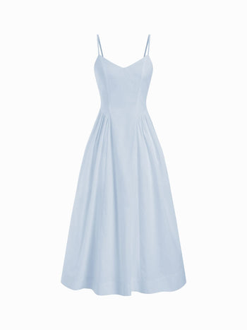 Cotton V-neck A-line Midi Dress
