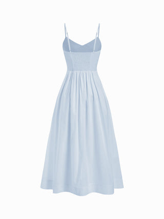 Cotton V-neck A-line Midi Dress
