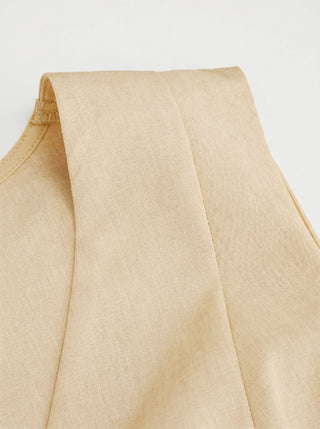 Woven V-neck Metal Button Pocket Wide Leg Jumpsuit For Work