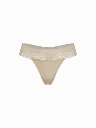 Floral Lace Mid Rise Scalloped Thong