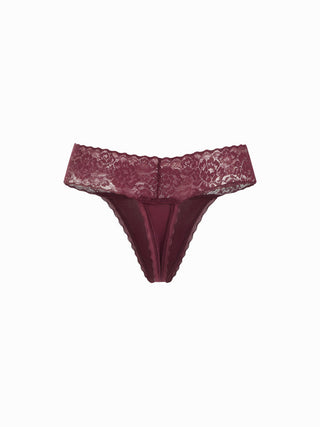 Floral Lace Mid Rise Scalloped Thong
