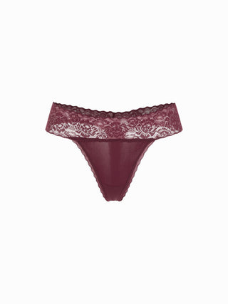 Floral Lace Mid Rise Scalloped Thong