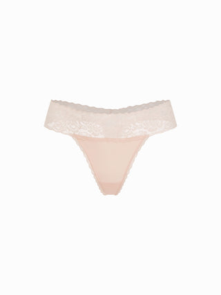 Floral Lace Mid Rise Scalloped Thong