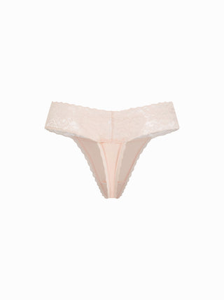 Floral Lace Mid Rise Scalloped Thong