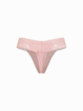 Floral Lace Mid Rise Scalloped Thong