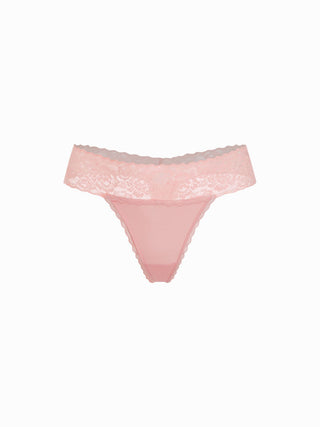 Floral Lace Mid Rise Scalloped Thong