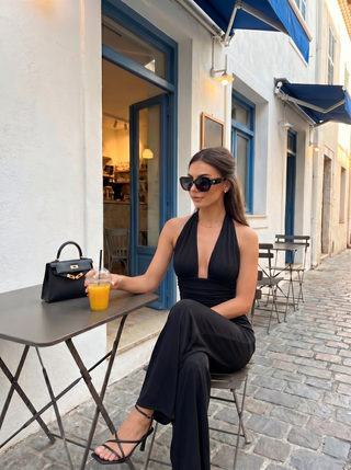 V-neck Ruched Wide Leg Jumpsuit