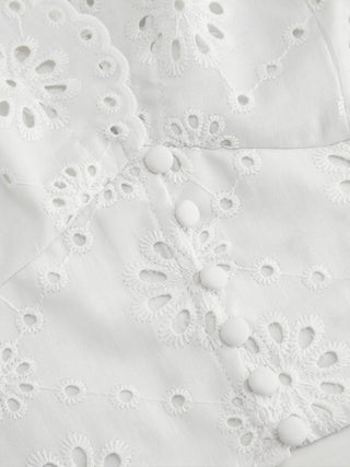 Jacquard Jacquard Floral Broderie Anglaise Textured A-line Mid Rise Maxi Skirt For Daily Casual Date