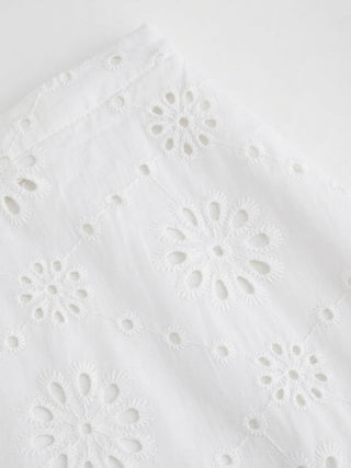 Jacquard Jacquard Floral Broderie Anglaise Textured A-line Mid Rise Maxi Skirt For Daily Casual Date