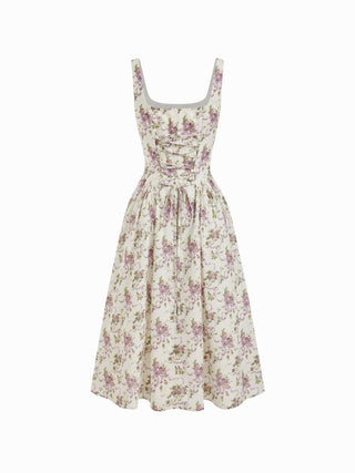 Woven Mid Rise Floral Sleeveless Midi Dress For Daily Casual Vacation