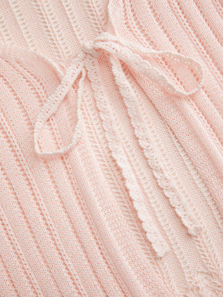 Knit Textured V-neck Bell Sleeve Cardigan