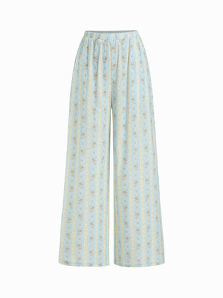 Summer Dress Summer Dresses Euro Summer beachwear swimsuits Woven Cotton-blend Floral Oversized Crop Top & High Rise Wide Leg Loungewear Set For Home Bedroom