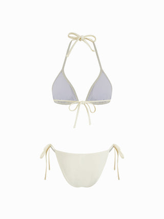 Halter Neckline Triangle Tie Side Bikini Set With Cover Up Set