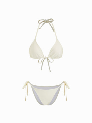 Halter Neckline Triangle Tie Side Bikini Set With Cover Up Set