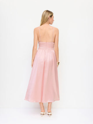 Satin Satin V-neck Lace Panel Mid Rise Maxi Slip Dress For Date Party/Clubbing