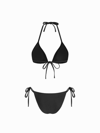 Halter Neckline Triangle Tie Side Bikini Set With Cover Up Set