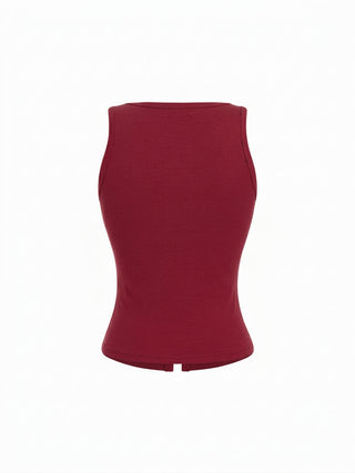 Cotton-blend Scoop Neck Lace Trim Tank Top