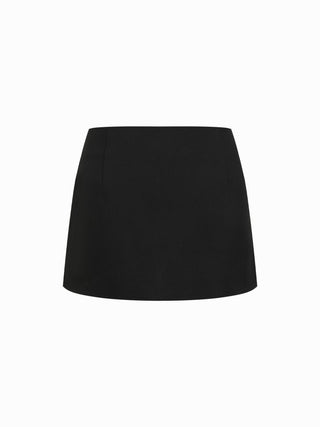 Woven Low Rise Metal Detail A-line Mini Skirt For Daily Casual Work