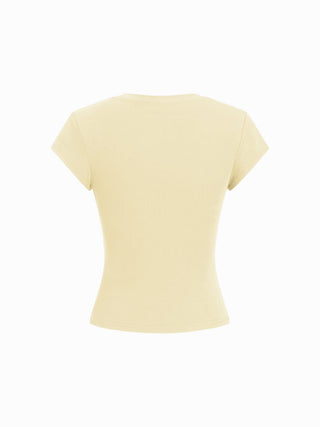 Cotton-blend Ruched Short Sleeve Tee