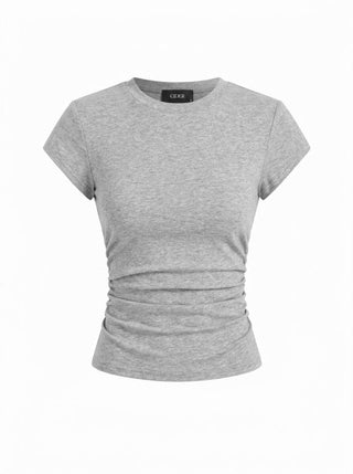 Cotton-blend Ruched Short Sleeve Tee