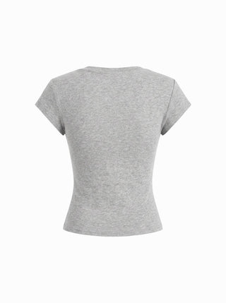 Cotton-blend Ruched Short Sleeve Tee
