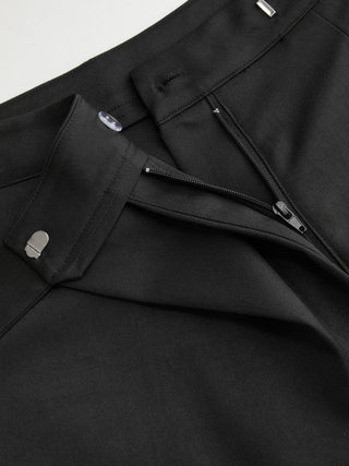 Mid Rise Wide Leg Trousers with Buckle