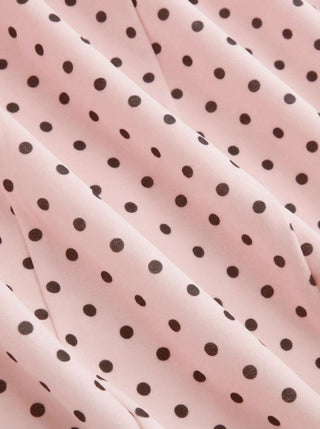 Sculptural Polka Dot Stand-Collar Flared Maxi Dress