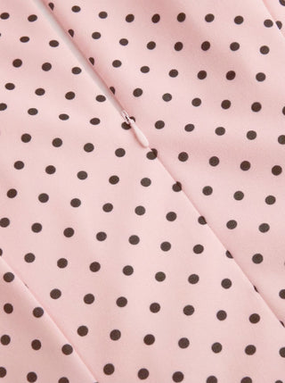 Sculptural Polka Dot Stand-Collar Flared Maxi Dress