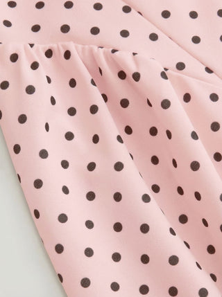 Sculptural Polka Dot Stand-Collar Flared Maxi Dress