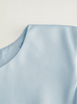 Boat Neck Pleated A-line Mini Dress