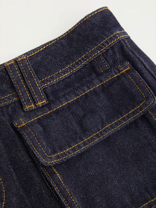 Denim Low Rise Washed Metal Detail Cargo Shorts