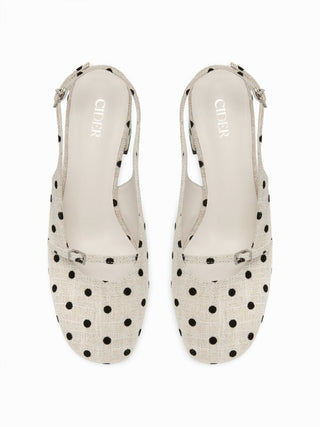 POLKA DOT SLINGBACK CHUNKY HEELS For Daily Casual Date Party/Clubbing