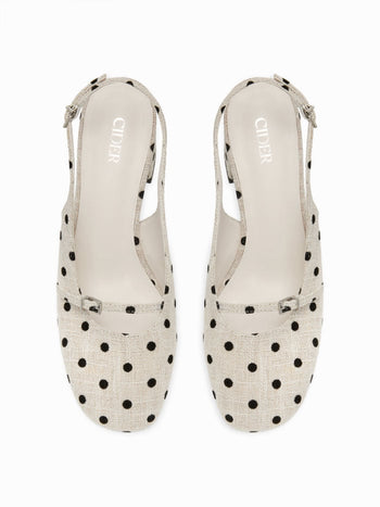 POLKA DOT SLINGBACK CHUNKY HEELS For Daily Casual Date Party/Clubbing