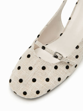POLKA DOT SLINGBACK CHUNKY HEELS For Daily Casual Date Party/Clubbing