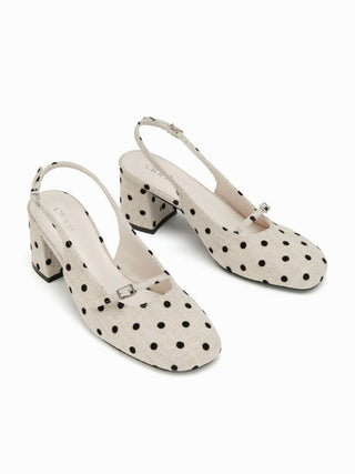 POLKA DOT SLINGBACK CHUNKY HEELS For Daily Casual Date Party/Clubbing