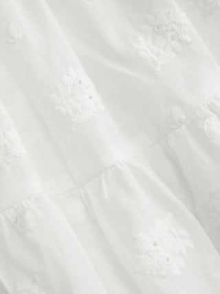 Cotton-blend Lace Trim Embroidery Ruffle Hem Cami Top